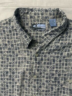 Vintage Corsini Rayon Abstract Grid Print Shirt XL
